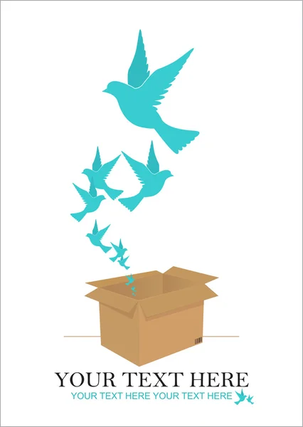 Abstract vector illustration of box and birds. — Stock Vector