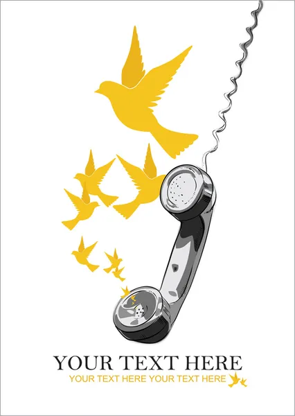 Abstract vector illustration of telephone and birds. — Stock Vector