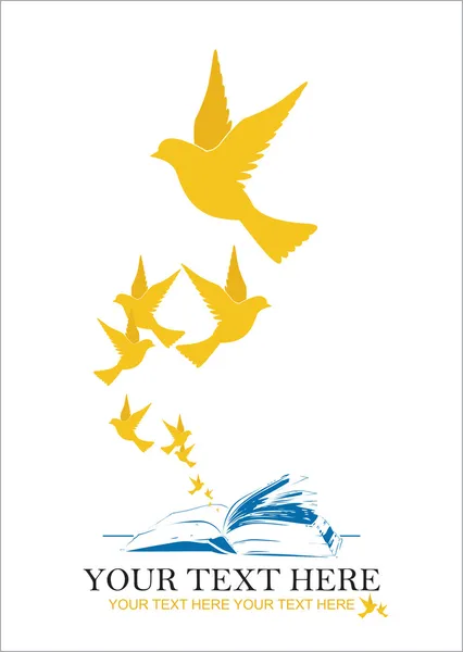 Illustration vectorielle abstraite du livre ouvert et des oiseaux . — Image vectorielle