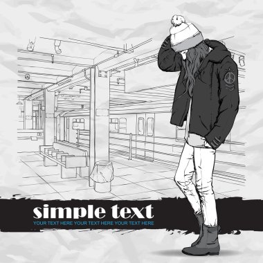 sexy fashion meisje op een grunge achtergrond. vector illustrator
