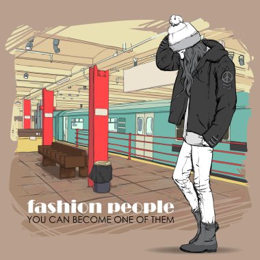 sexy fashion meisje op een grunge achtergrond. vector illustrator