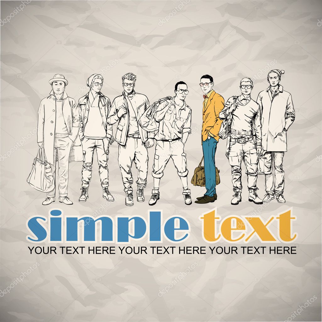 Cool poster with stylish guys. Vector illustration. — Stock Vector © R