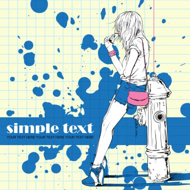 moda güzel kız bir grunge arka planda