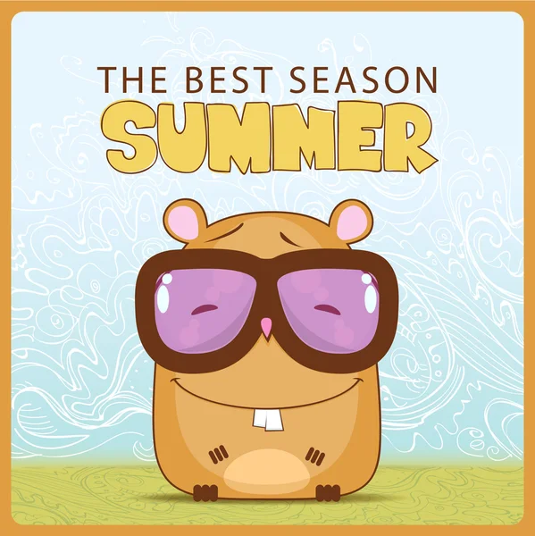Summer vector card with cartoon hamster. — Stock Vector