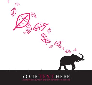 soyut fil ile sonbahar vektör çizim ve yapraklar