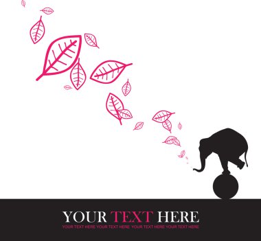 soyut fil ile sonbahar vektör çizim ve yapraklar