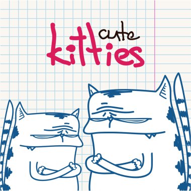 komik karikatür kedi karakteri ile vektör çizim.