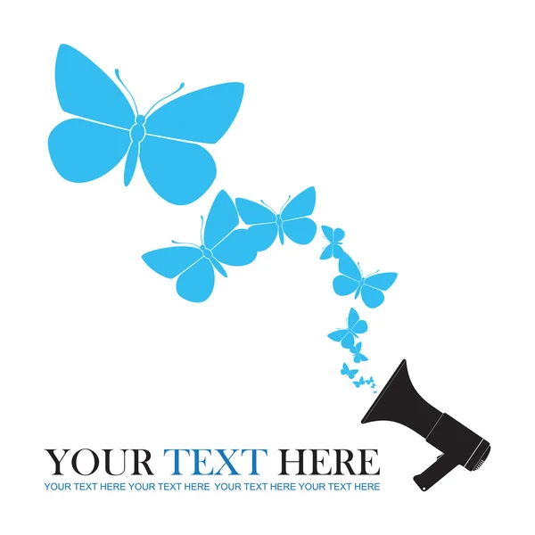 Megaphone and butterflies — Stock Vector