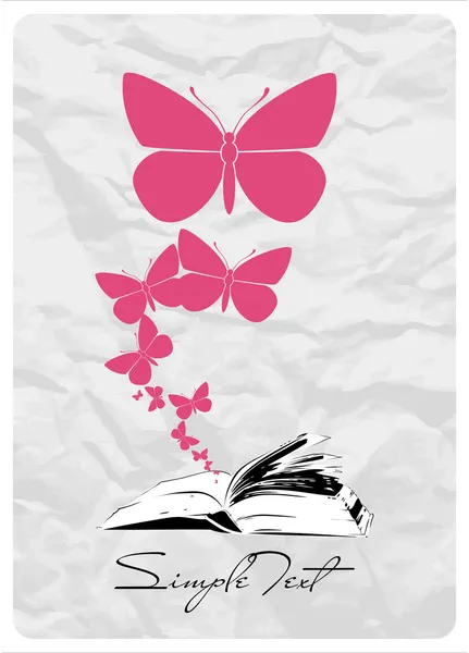 Ouvert livre et papillons — Image vectorielle