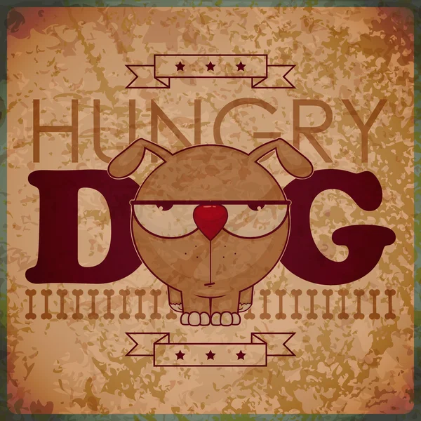 Vintage background with hungry cartoon doggy — Wektor stockowy