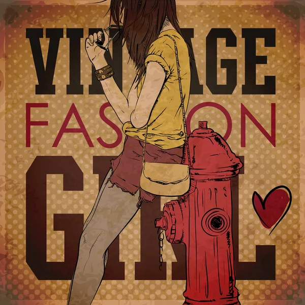 Sexy chica de verano en estilo boceto sobre un fondo grunge. Ilustración vectorial — Archivo Imágenes Vectoriales