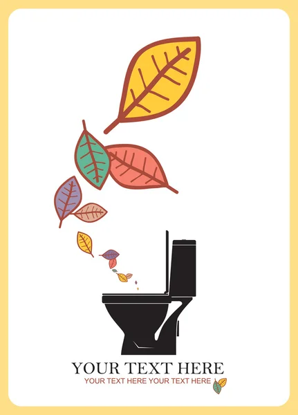 Toilettenschüssel und Blätter — Stockvektor