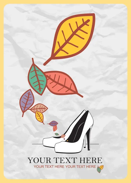 High-heeled shoes and leafs — Stock Vector