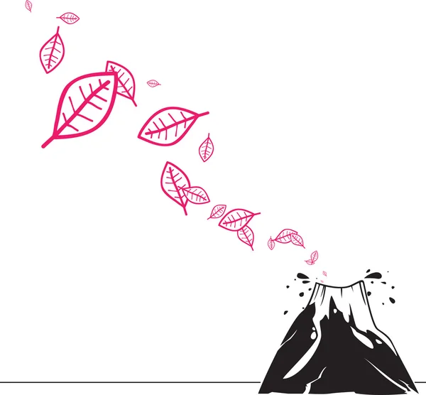 火山和枫叶 — 图库矢量图片