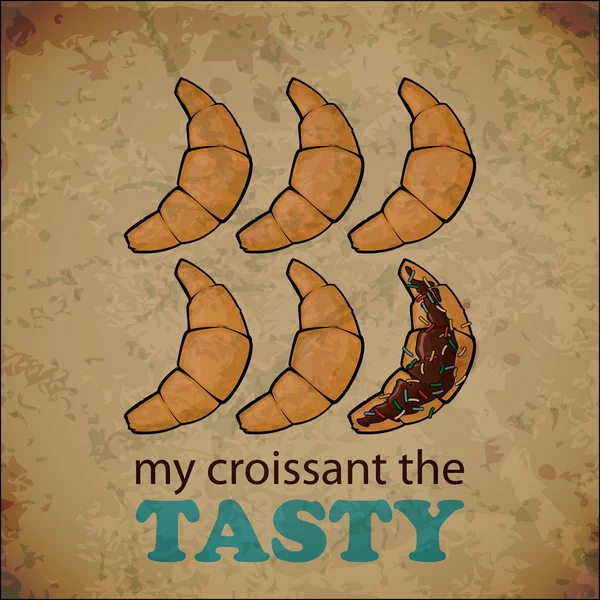 Vektorkarte mit Croissants und Text — Stockvektor