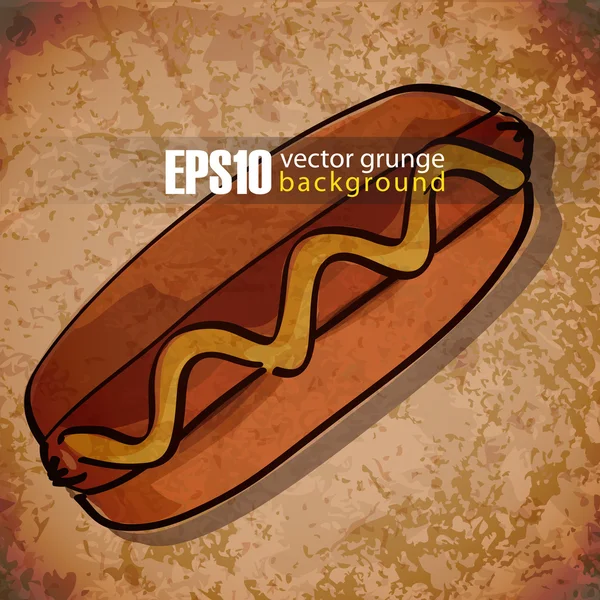 Fondo vintage con hot dog — Vector de stock