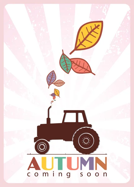 Tractor and leafs — Stock Vector