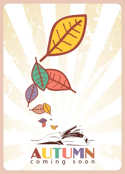 Opened book and leafs. — Stock Vector