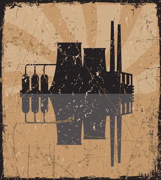 Grunge vector illustration of factory. — Stock Vector