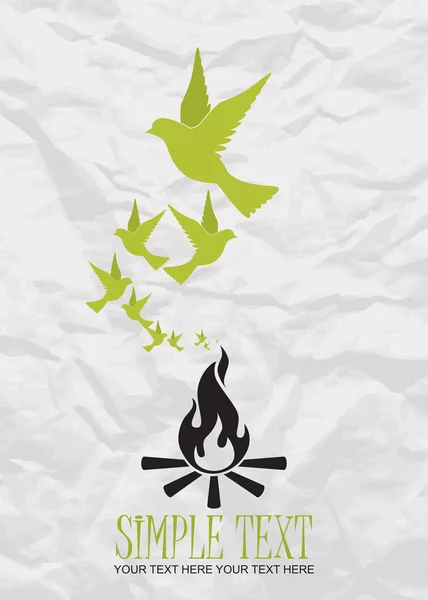 Illustration vectorielle abstraite du feu et des oiseaux . — Image vectorielle