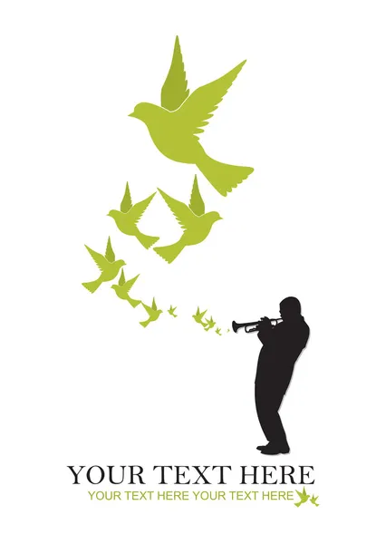 Streszczenie wektor ilustracja jazz herbaty i ptaki. — Wektor stockowy