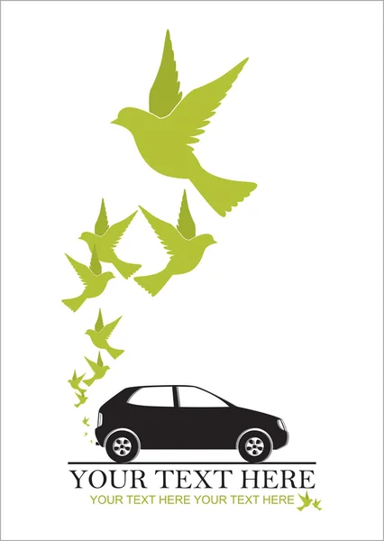 Abstract vectorillustratie van auto en vogels. — Stockvector