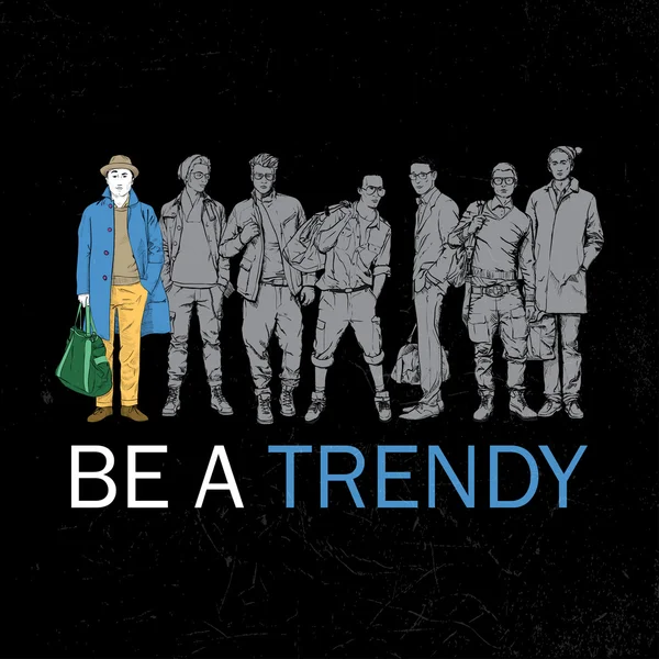 Trendy poster şık beyler ile — Stok Vektör