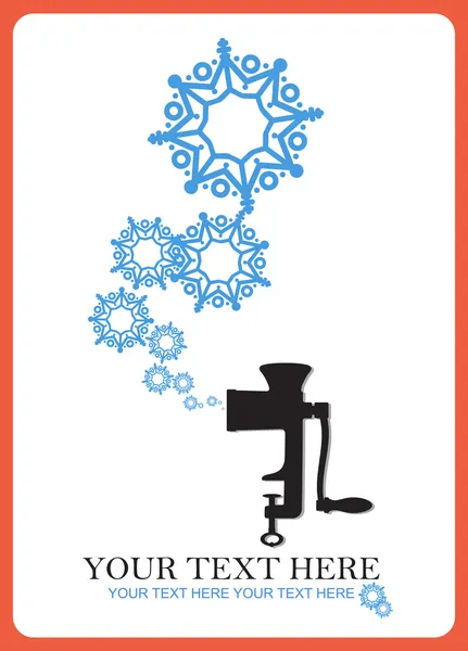 Abstract vector illustration of meat-grinder and snowflakes. — Stock Vector