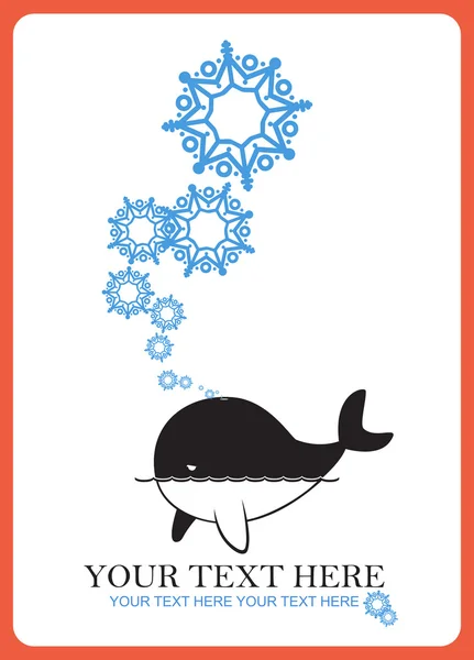 Abstract vector illustration of whale and snowflakes. — Stock Vector