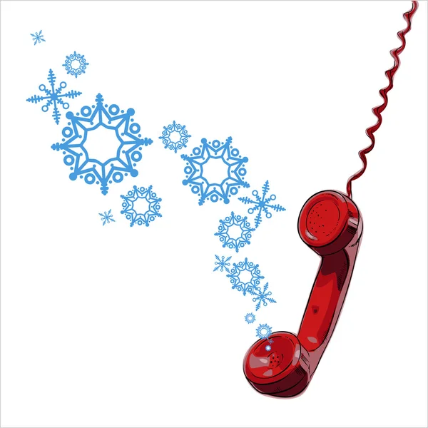 Abstract vector illustration of telephone and snowflakes. — Stock Vector