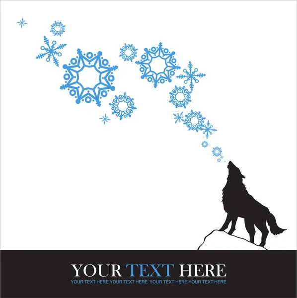 Abstract vector illustration of wolf and snowflakes. — Stock Vector