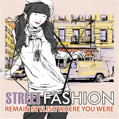 Sokak geçmişindeki moda kızı.