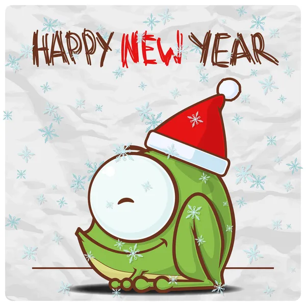 Greeting christmas card with frog — Stock Vector