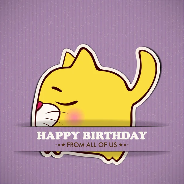Happy birthday greeting card with cat — Stock Vector