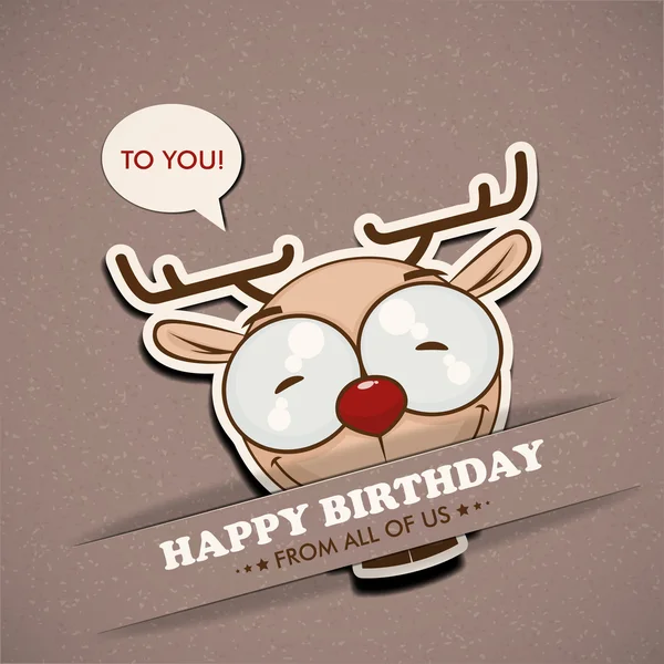 Happy birthday greeting card with deer — Stock Vector