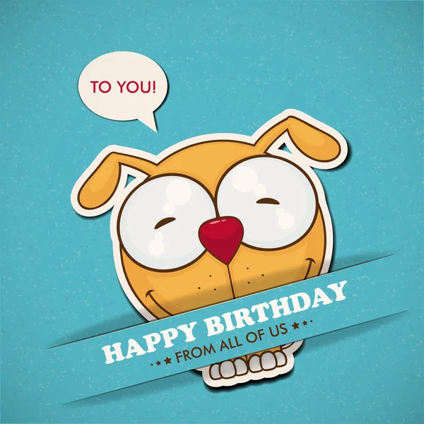 Χαρούμενα γενέθλια ευχετήρια κάρτα με σκύλο — Διανυσματικό Αρχείο