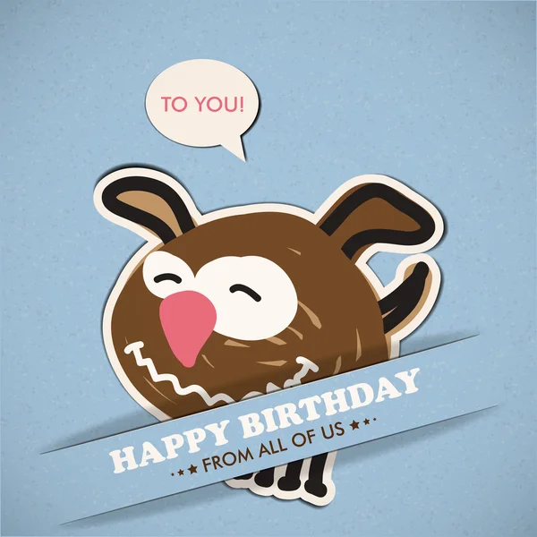 Boldog születésnapot üdvözlés kártya-val kutya — Stock Vector