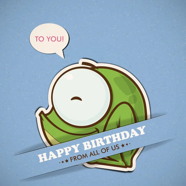 Tarjeta de felicitación feliz cumpleaños con rana — Vector de stock