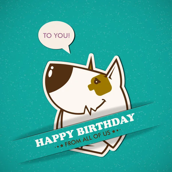 Feliz aniversário cartão de saudação com cão — Vetor de Stock