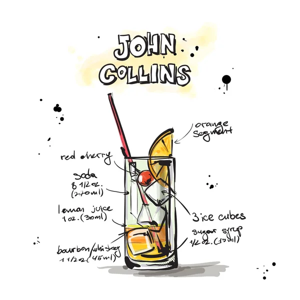 Coquetel Tom Collins — Vetor de Stock