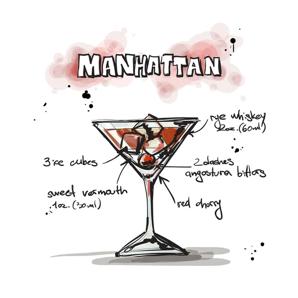 Cocktail manhattan — Stockvector