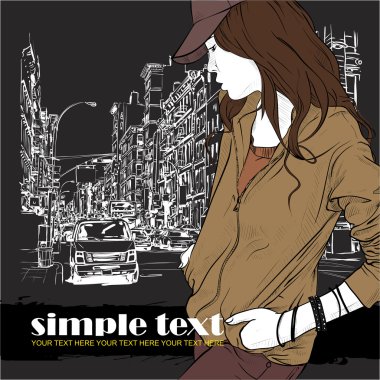 sokak arka plan üzerinde güzel kız