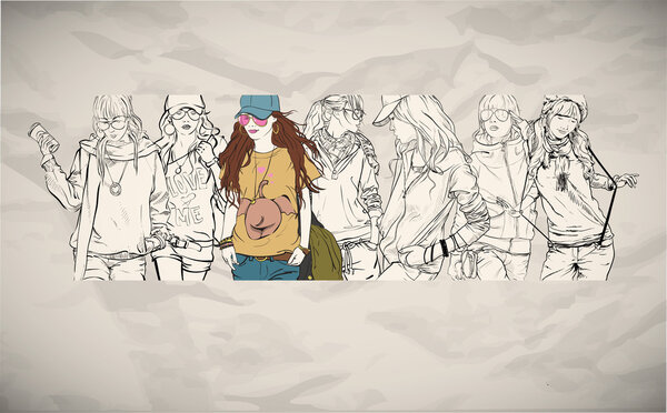 Beautiful poster with fashion girls