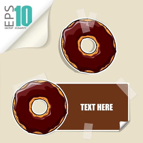 Conjunto de tarjetas de mensajes vectoriales con rosquillas de dibujos animados — Vector de stock