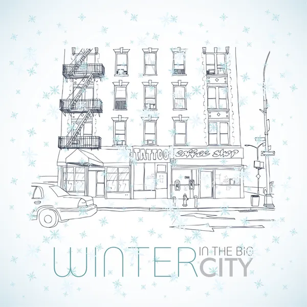 Vinter i den stora staden — Stock vektor