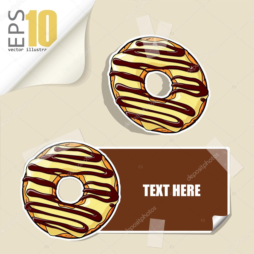 Set of vector message cards with cartoon donuts