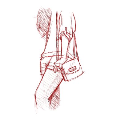 moda güzel kızın kroki tarzı çizim el