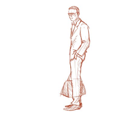 Kroki tarzı şık bir çocuğun çizimi uzat.