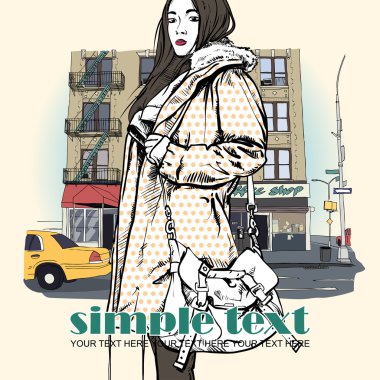 güzel sonbahar kız sokak arka plan üzerinde