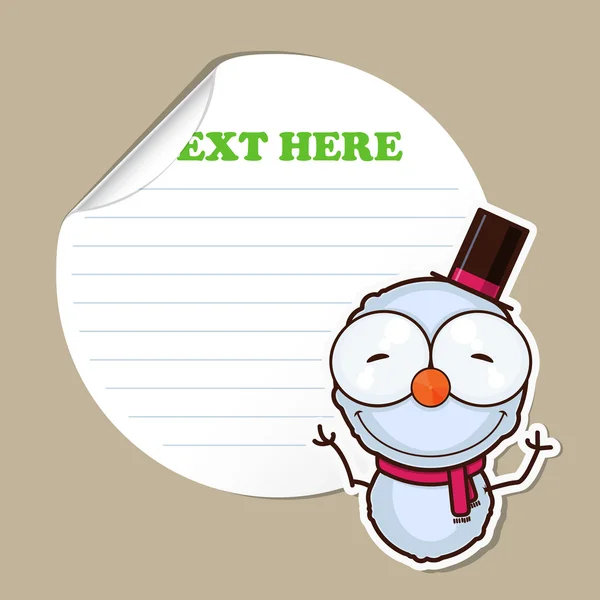Message sticker with funny cartoon snowman — Stock Vector